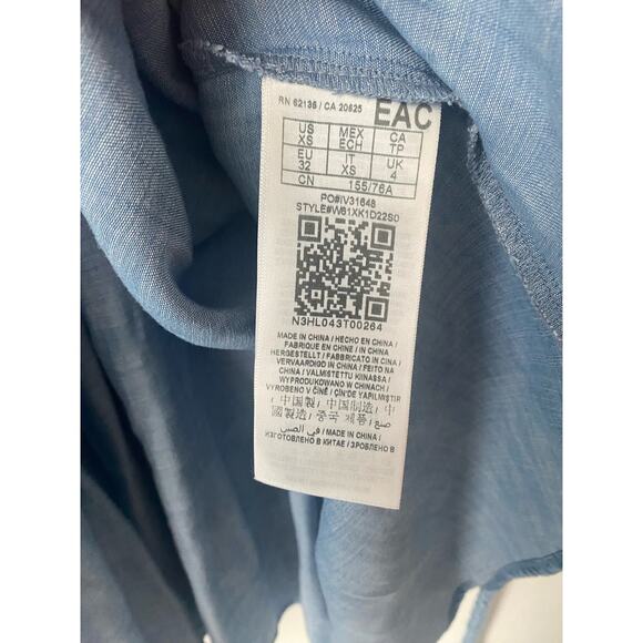 GUESS BELL-SLEEVE CHAMBRAY WRAP DRESS NWOT SIZE XS - Picture 9 of 10